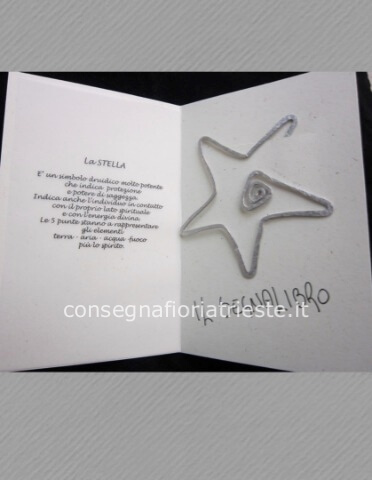 biglietto augurale con segnalibro in alluminio STELLA