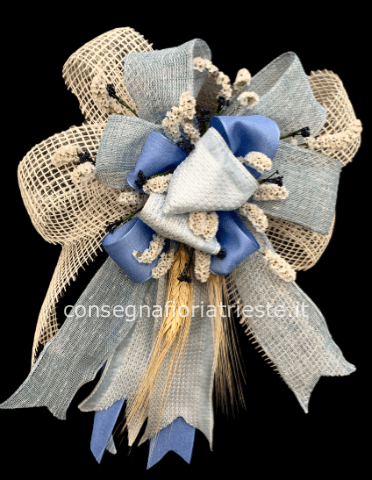 Fiocco decorativo battesimo azzurro (diam. 25cm)