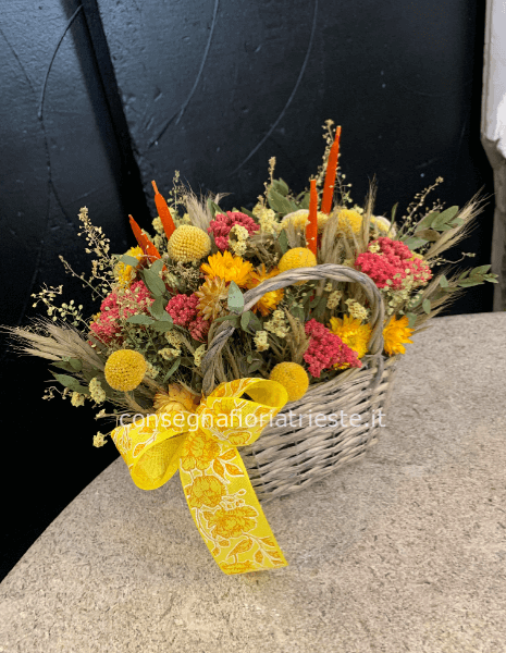 cestino fiori secchi giallo /arancio