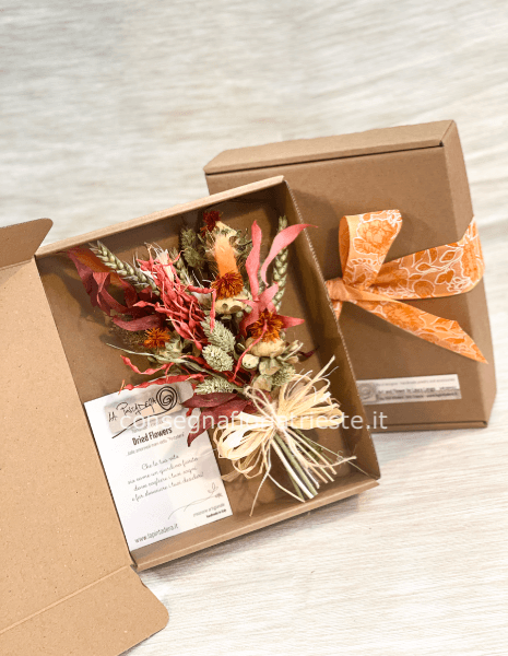 Scatola regalo con fiori secchi ARANCIO