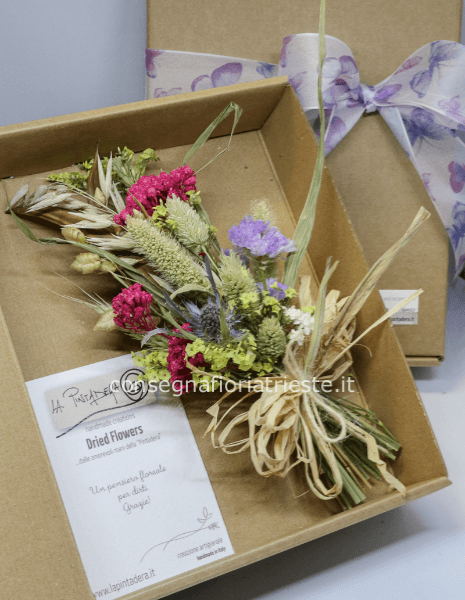 Scatola regalo con fiori secchi LILLA /FUCSIA