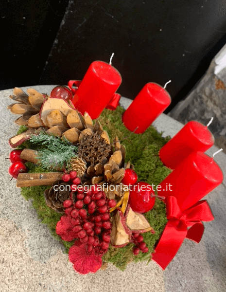 Corona dell' Avvento di muschio Rossa