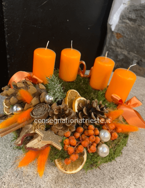 Corona dell'Avvento di muschio Arancio