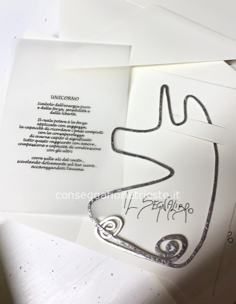 biglietto augurale con segnalibro UNICORNO