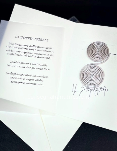 Biglietto augurale con segnalibro in alluminio DOPPIA SPIRALE